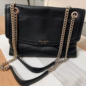 Kate Spade Black Shoulder Bag with Gold Chain